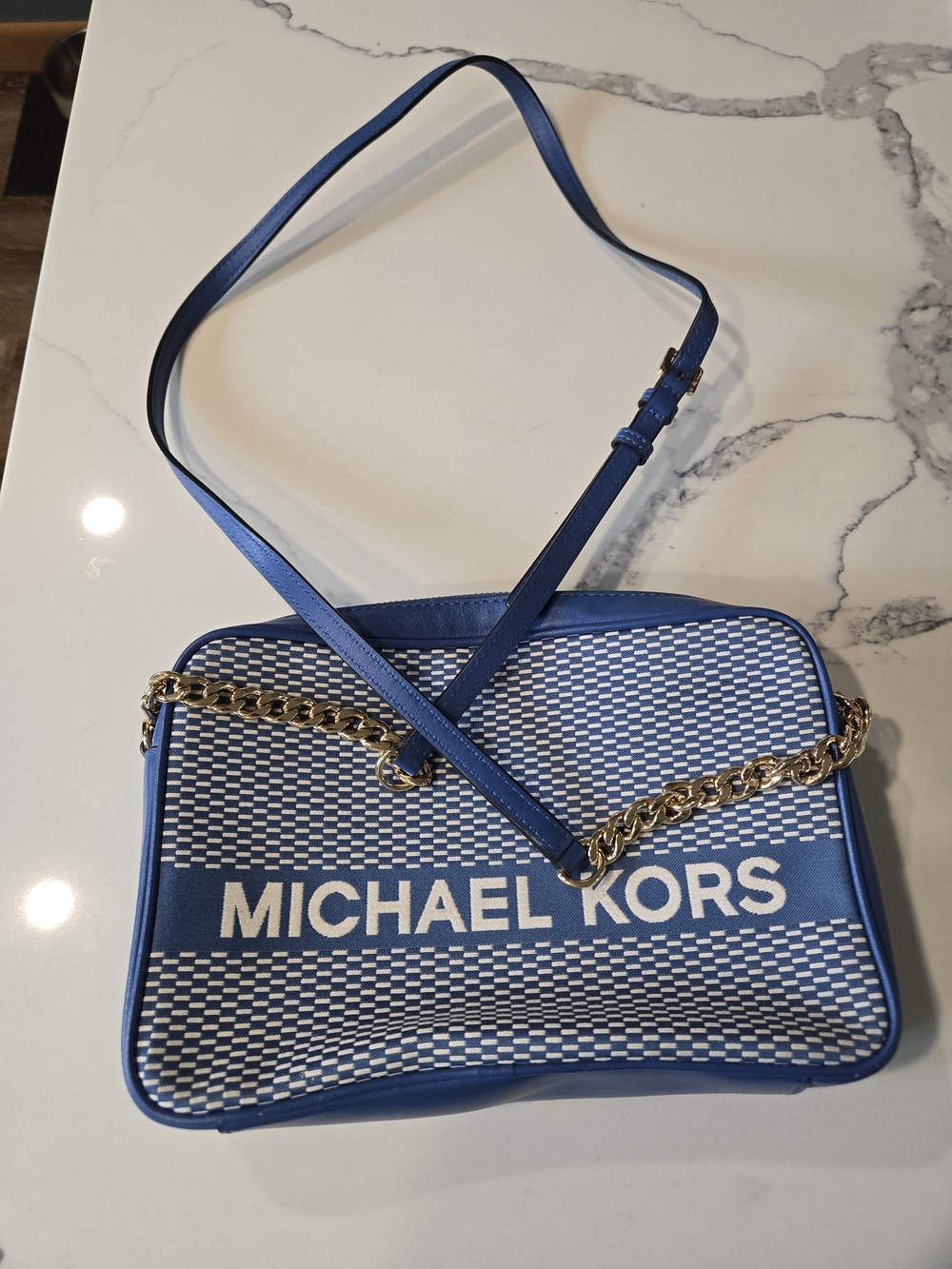 Michael Kors Jet Set Large East West (LG EW) Crossbody in "Vintage Blue"